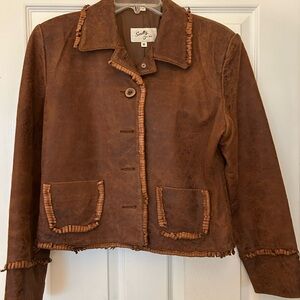 Scully Women's Tan Leather Jacket with Fringe
